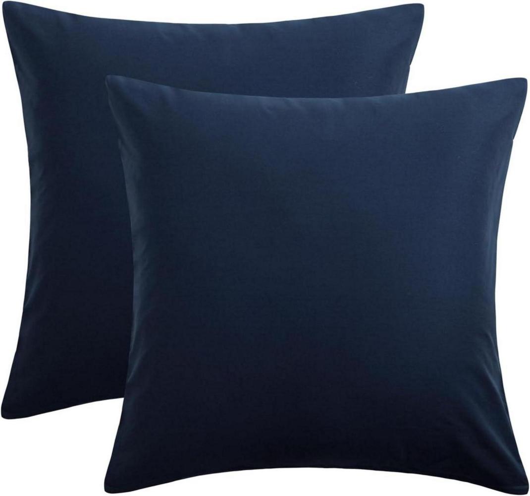 Kissenbezug Baumwolle Blau 80x80 2er Set weich Reißverschluss Pillow Cover Bild 1