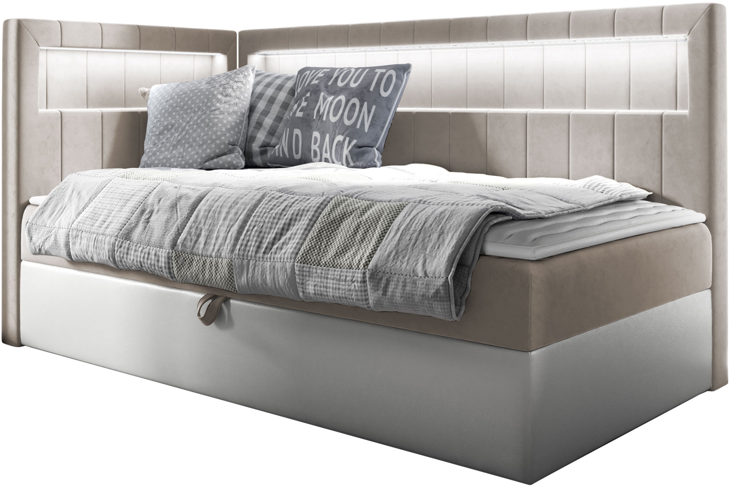 Boxspringbett 'Gladino Junior 3' beige 80 x 200 cm Links Bild 1