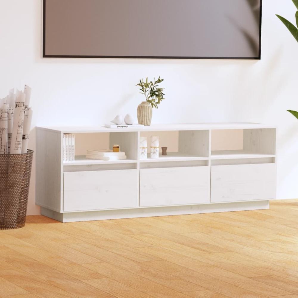 vidaXL TV-Schrank Weiß 140x37x50 cm Massivholz Kiefer 813431 Bild 1