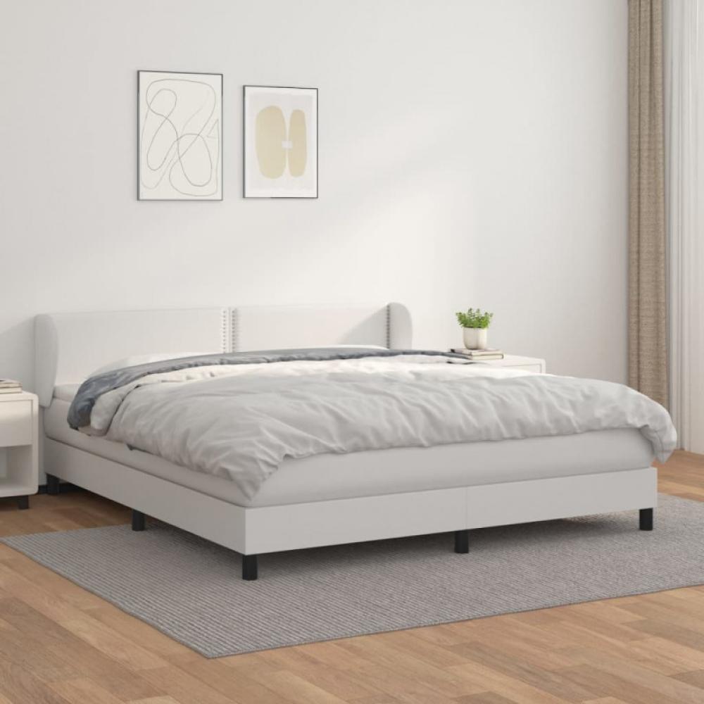 Boxspringbett mit Matratze Weiß 180x200 cm Kunstleder (Farbe: Weiß) Bild 1