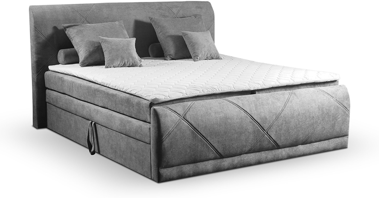 Porto Boxspringbett 180x200 Hotelbett Bonellfederkern Bett mit Topper Bettkasten Bild 1