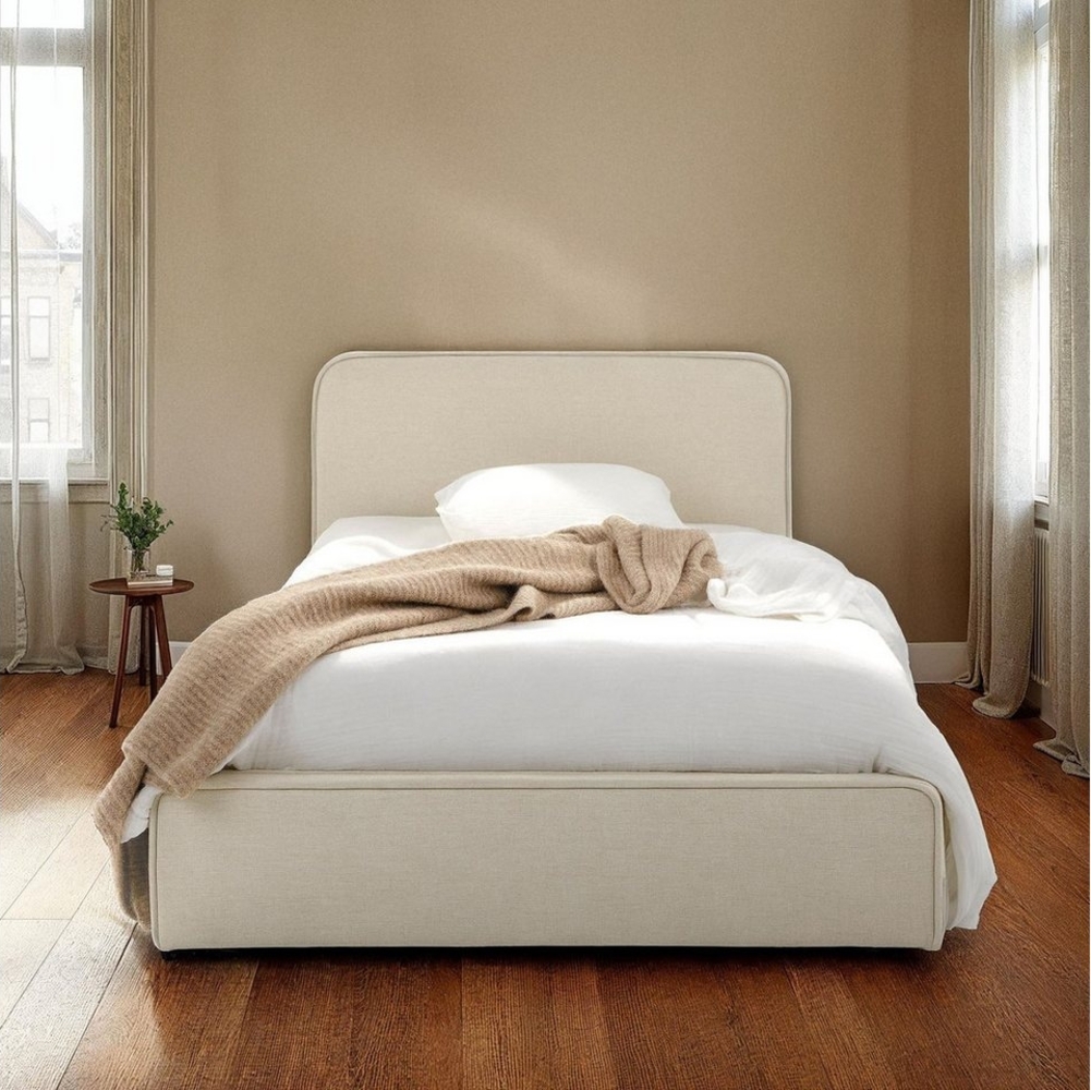 IDIMEX Polsterbett MARINI, Bett 90x200 cm mit Lattenrost Einzelbett mit Kopfteil Stoffbezug creme Bild 1