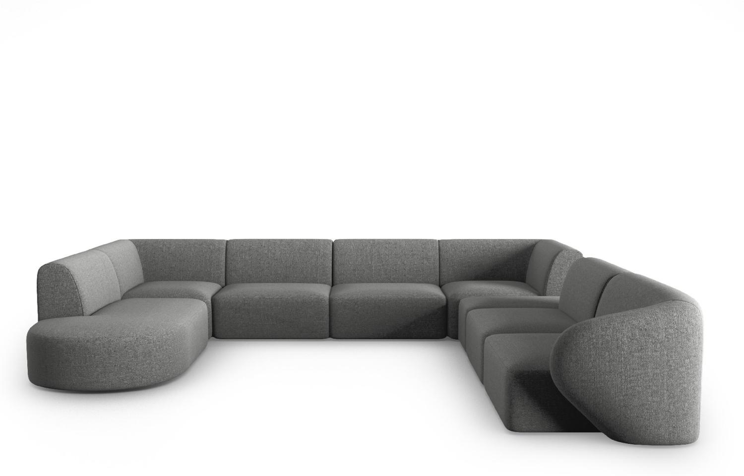 Micadoni Modulares Panorama Ecksofa Shane 8-Sitzer Rechts Chenille Dunkelgrau Melange Bild 1