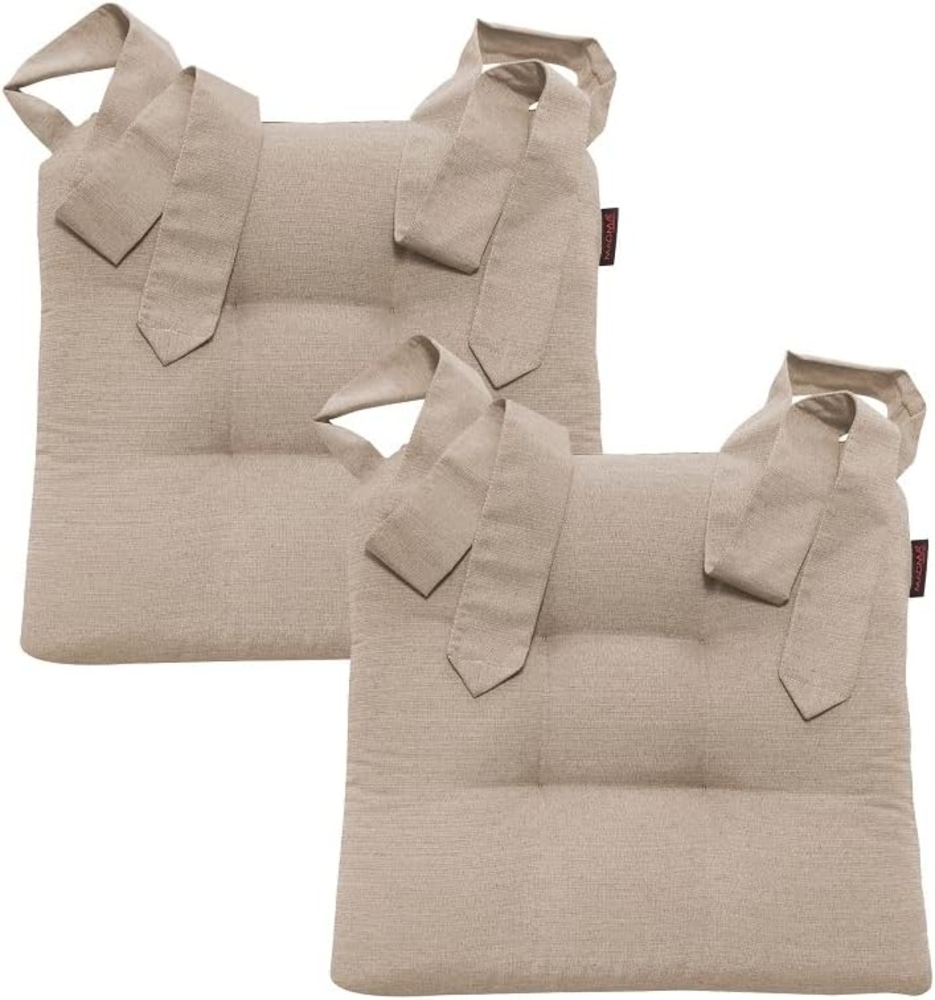 MAGMA Stuhlkissen Sitzkissen FINO Schleifenband Auflage - ca. 42cm x 46cm x 7cm - 2er Set taupe Bild 1