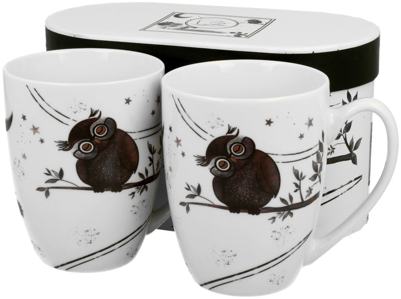 DUO ANIMALS 2er-Set Becher 380 ml CHARMING OWLS New Bone China Porzellan Bild 1