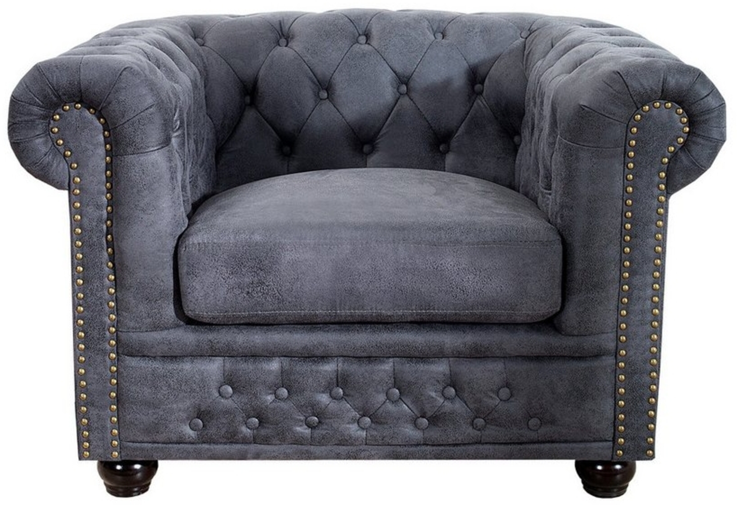 riess-ambiente Chesterfield-Sessel CHESTERFIELD 105cm antik grau (Einzelartikel, 1-St), Wohnzimmer · Microfaser · mit Armlehne · Federkern · Design Bild 1