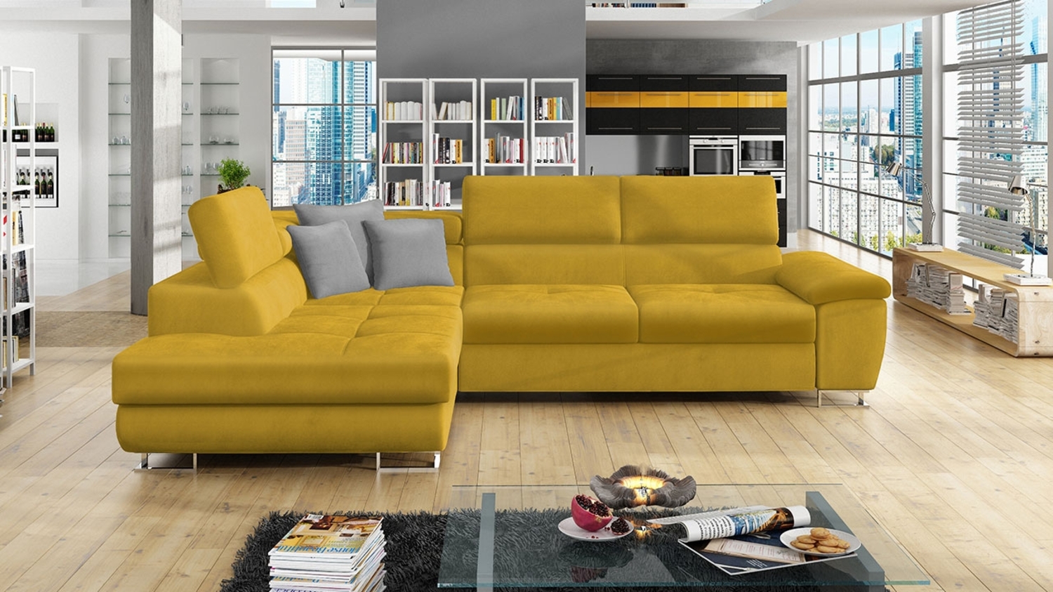 Ecksofa Cotere, Seite: Links, Farbe: Magic Velvet 2234 + Magic Velvet 2234 + Magic Velvet 2217 Bild 1