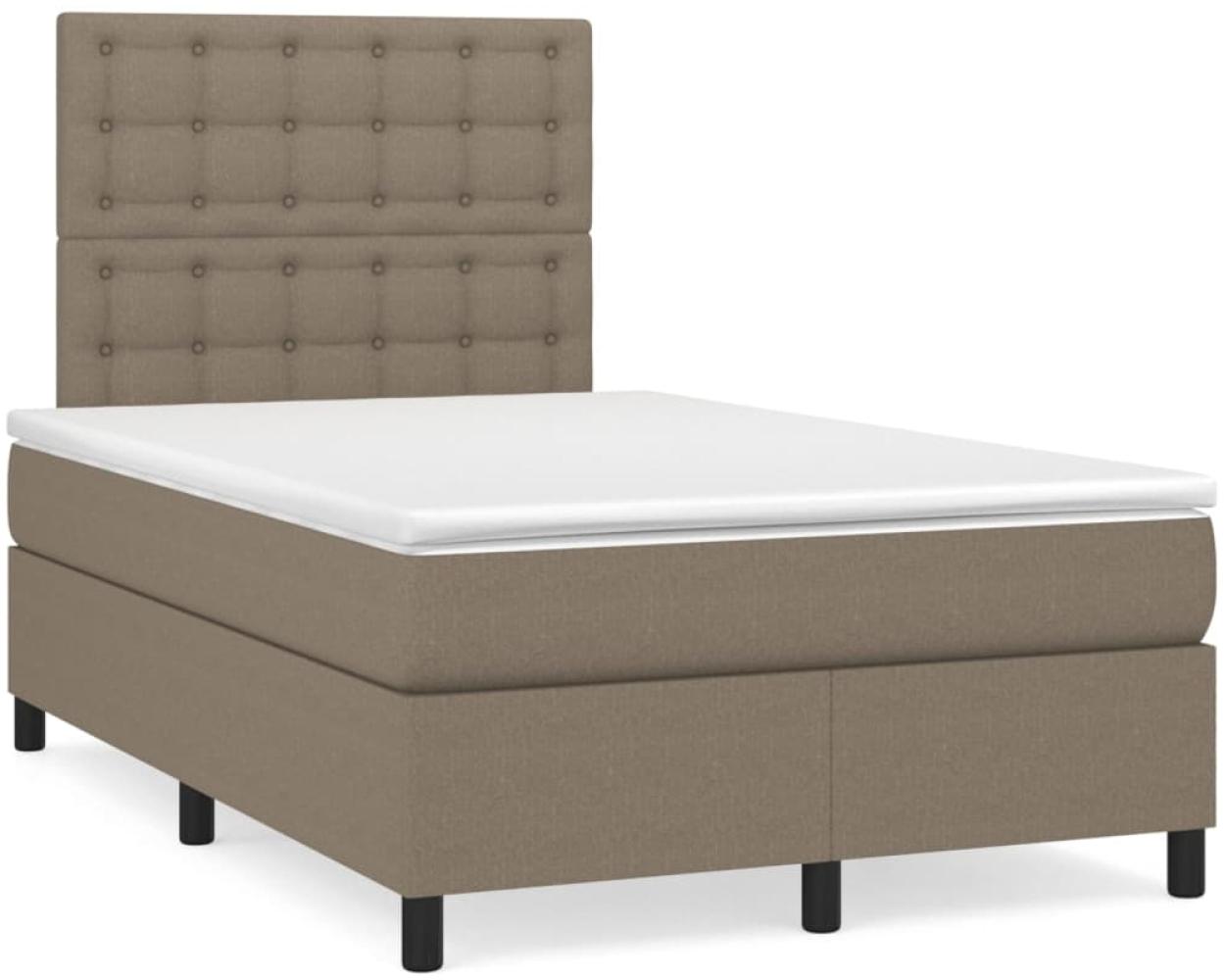 vidaXL Boxspringbett mit Matratze Taupe 120x190 cm Stoff 3269913 Bild 1