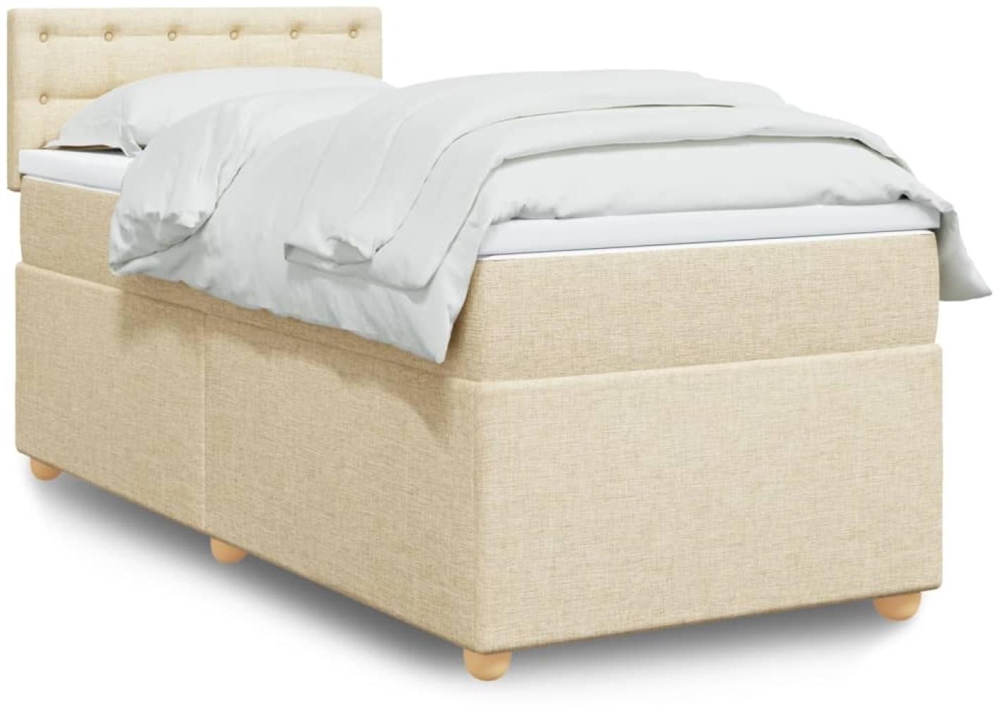 vidaXL Boxspringbett mit Matratze Creme 80x200 cm Stoff 3288826 Bild 1