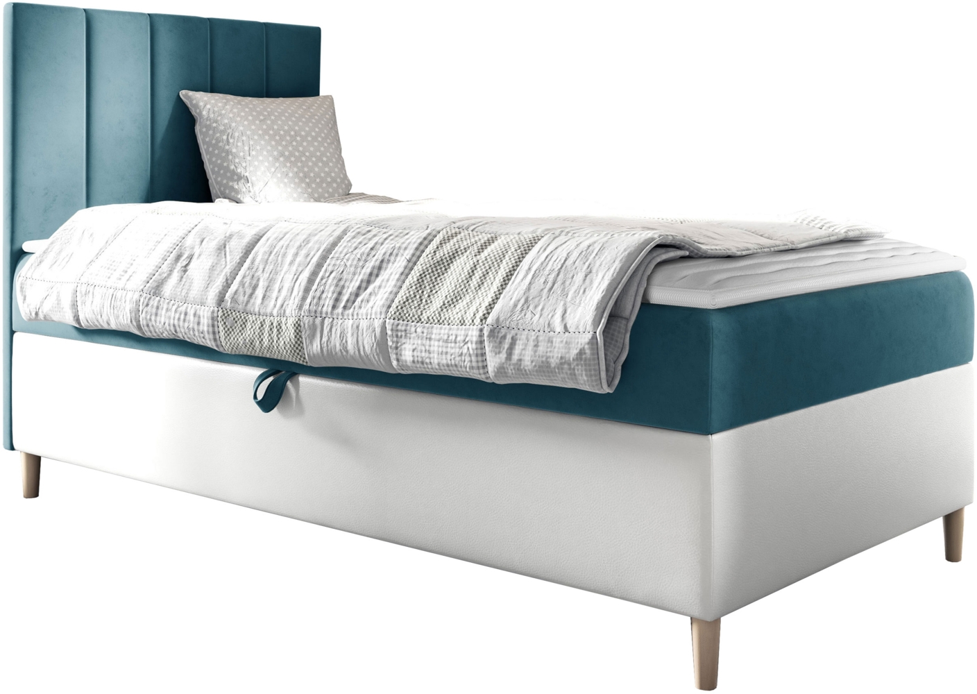 Boxspringbett Chapeni 'Junior 1' blau 80 x 200 cm Rechts Bild 1