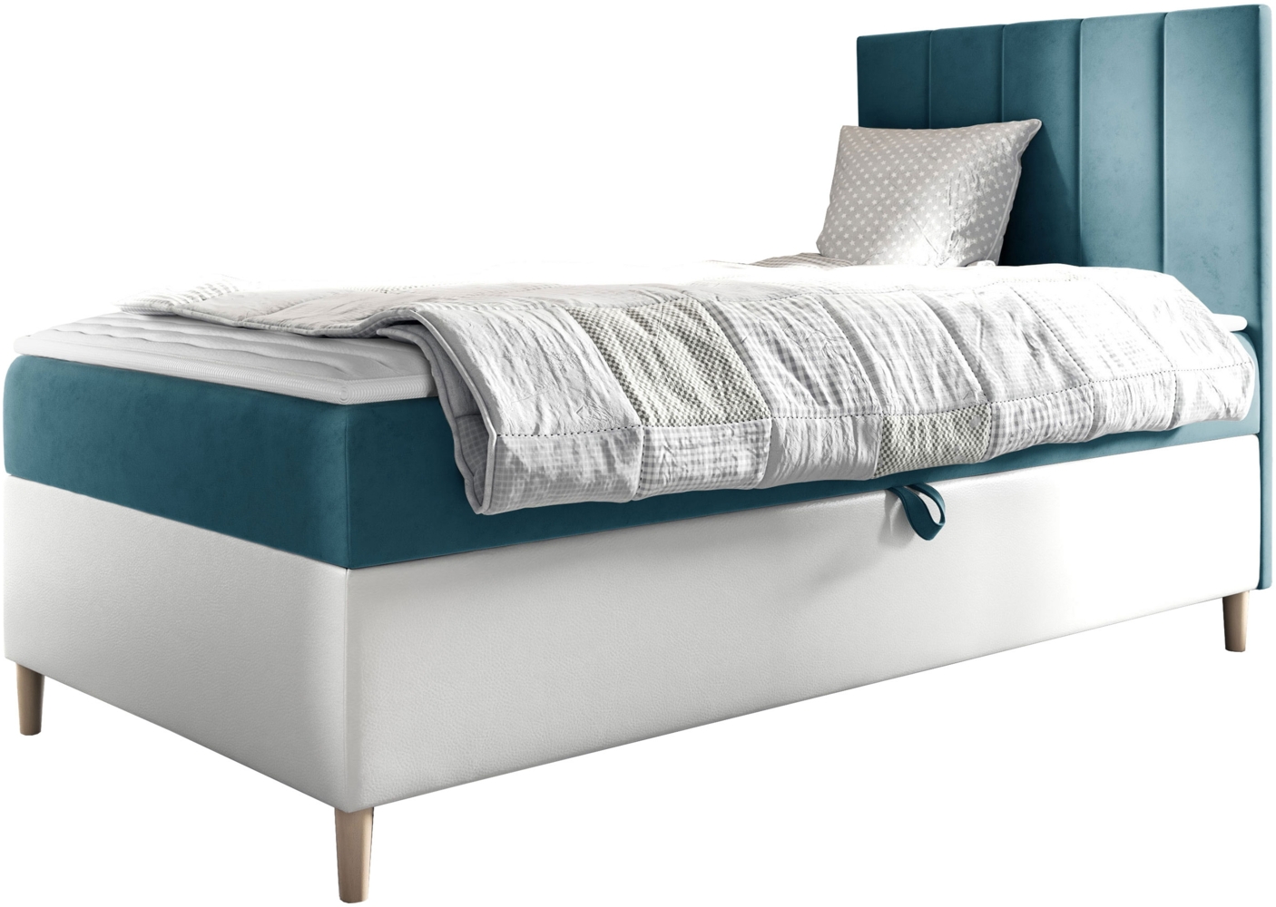 Boxspringbett Chapeni 'Junior 1' blau 80x200 cm Rechts Bild 1