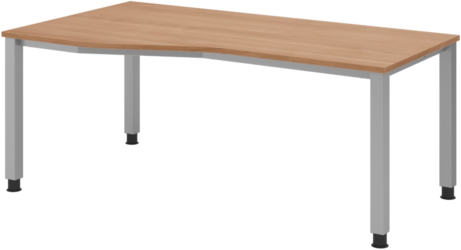 bümö Schreibtisch Q-Serie höhenverstellbar, Tischplatte 180 x 100 cm in Nussbaum, Gestell in silber, QS-18-N Bild 1