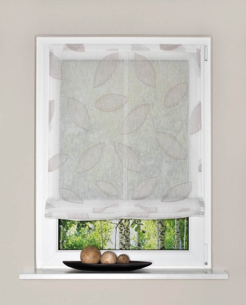 HOME WOHNIDEEN Raffrollo MORAN, mit Klettband, Raffrollo Leinenoptik, Scherlimusterung Bild 1