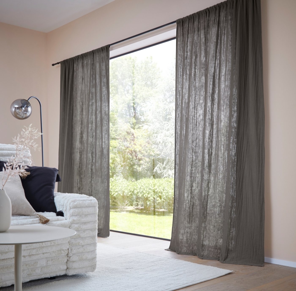 LeGer Home by Lena Gercke Gardine Hevin, Musselin Vorhang, blickdichte Gardine (1 St), Stangendurchzug, blickdicht, natürliche, moderne Gardine in schönem Musselin Look Bild 1