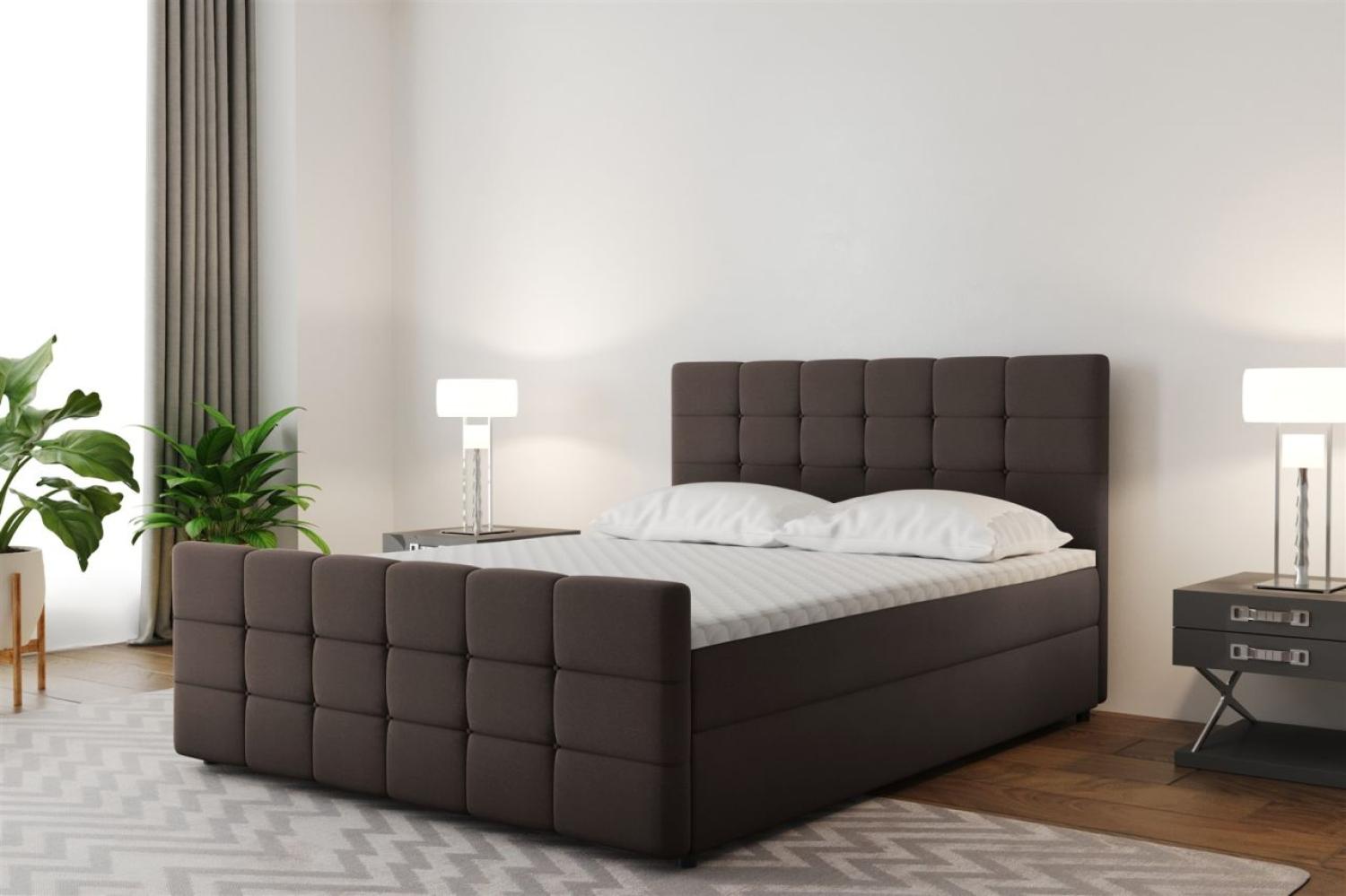 Boxspringbett Schlafzimmerbett SENON 200x220cm Stoff Braun inkl. Bettkasten Bild 1