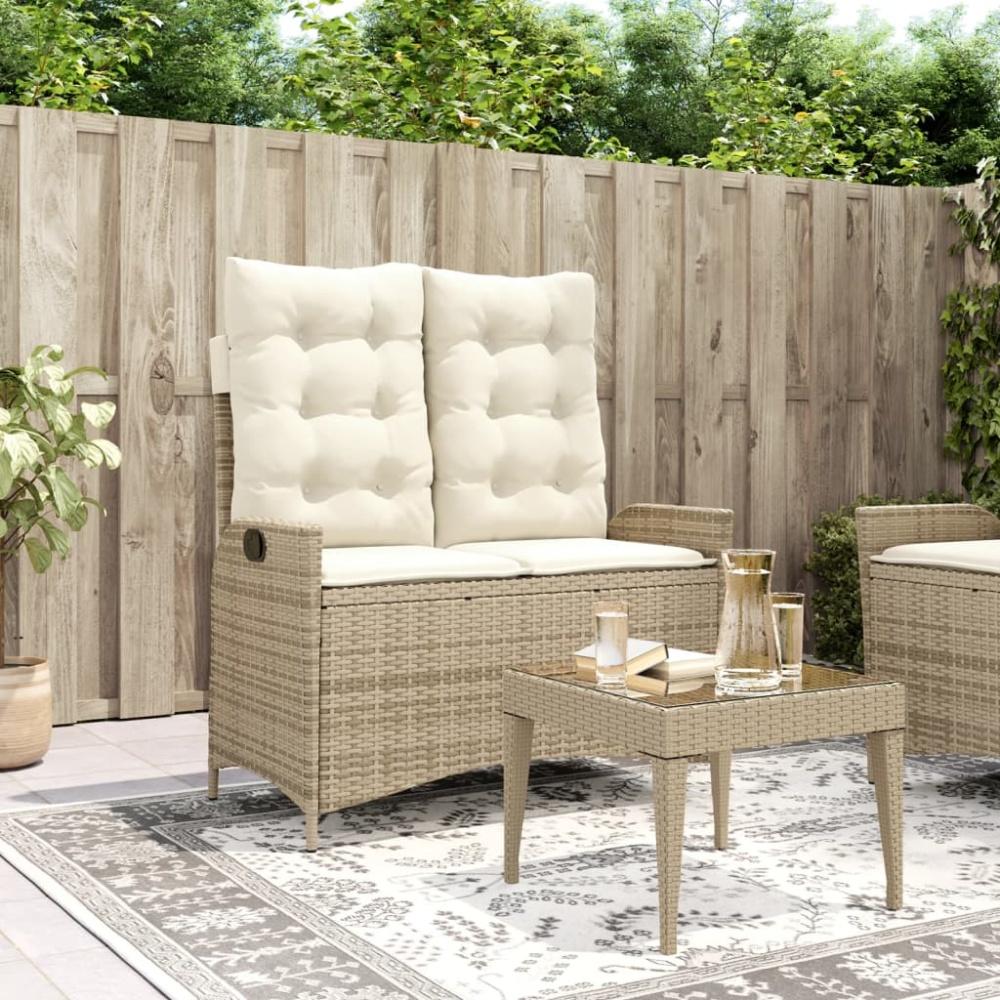 vidaXL Gartenbank Verstellbar mit Kissen Beige Poly Rattan 368239 Bild 1