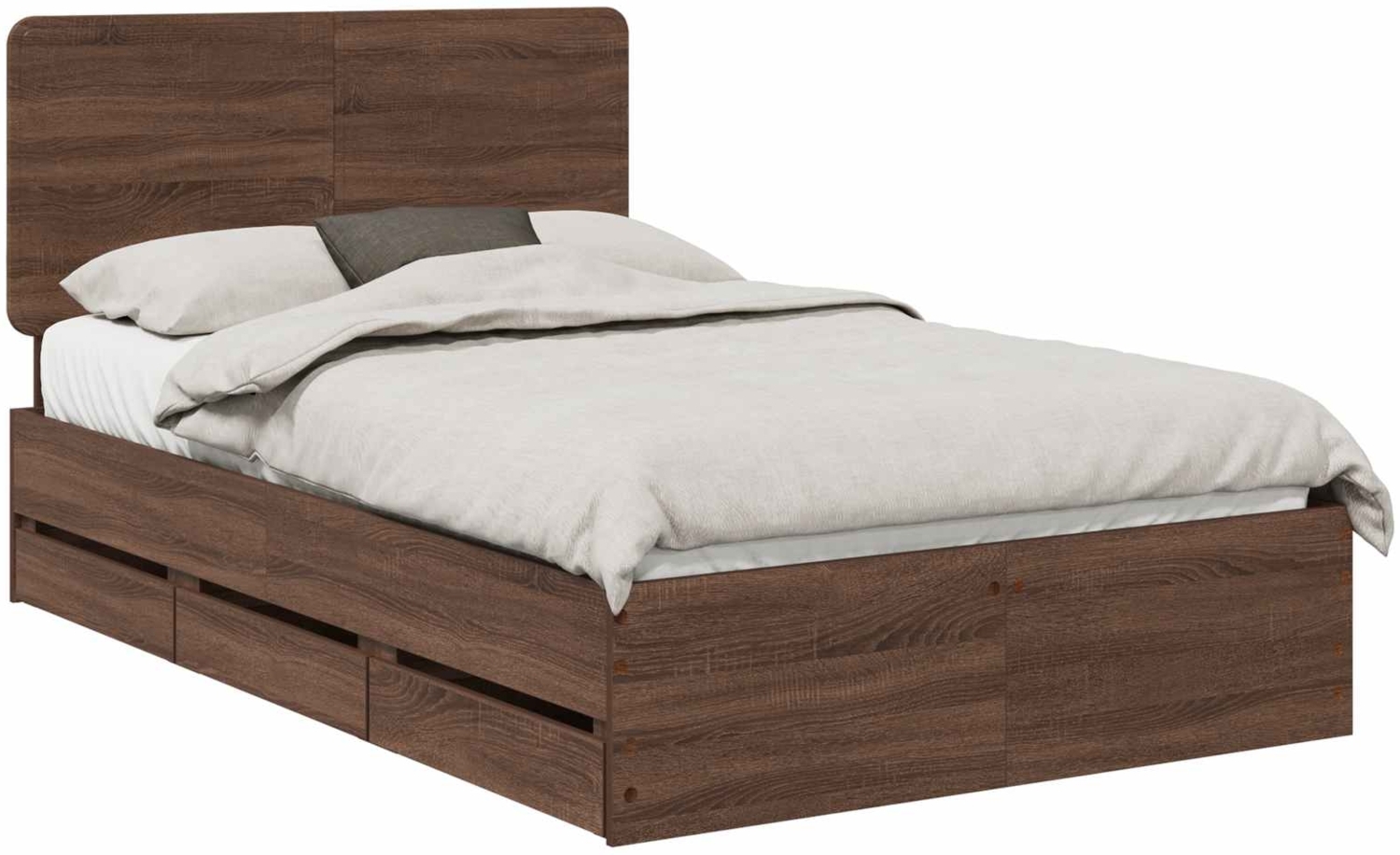 vidaXL Bettrahmen Braun Eichen-Optik 135 x 190 cm Ingenieurs Holz 3412608 Bild 1