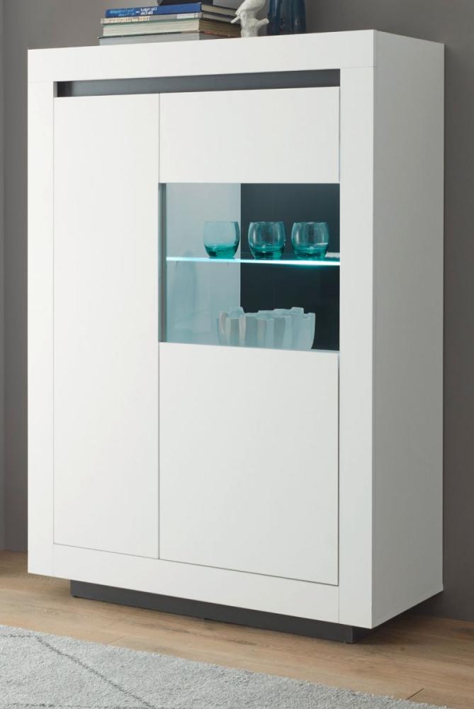 Vitrine Rooky in weiß und anthrazit 96 x 136 cm Bild 1