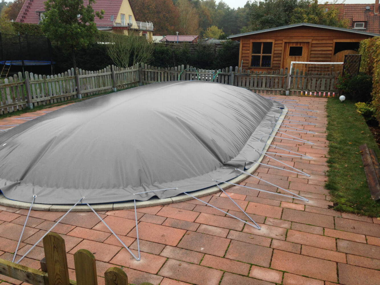 aufblasbare Winterplane für ovale Pools 7,50 x 3,50 cm Grau Bild 1