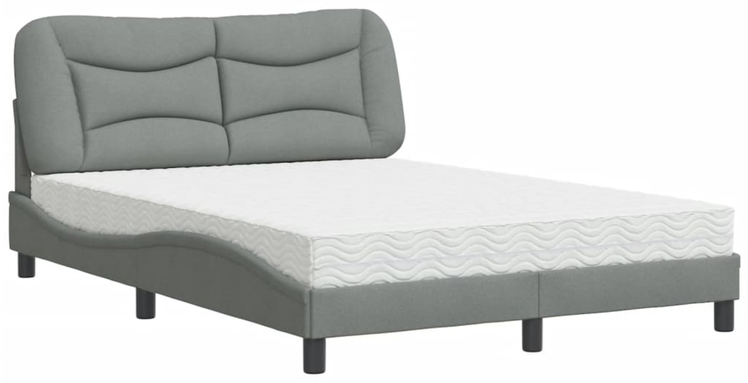vidaXL Bett mit Matratze "Hvar" Hellgrau 120x200 cm Stoff 3208520 Bild 1