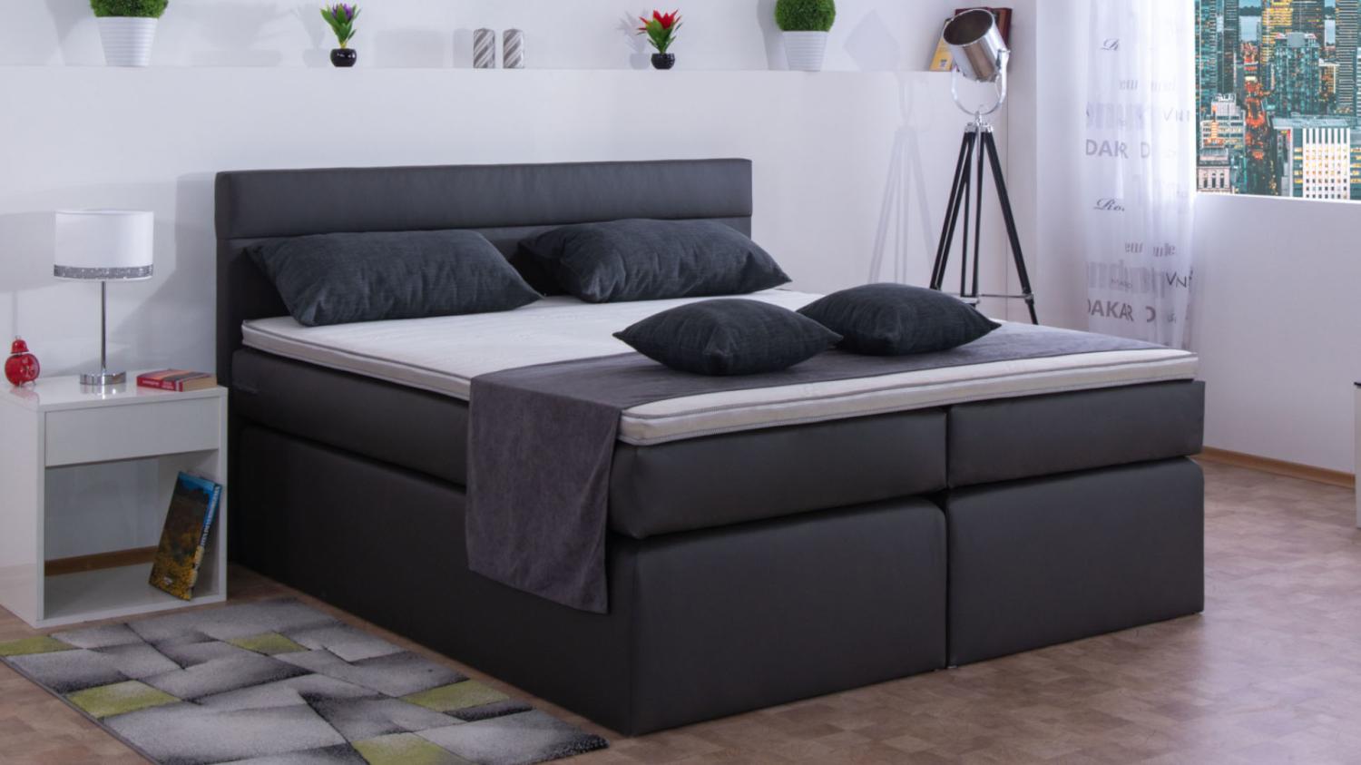 AUKONA| Boxspringbett Hanna Fango 120x200 | 7- Zonen Taschenfederkern Matratze, mit Komfortschaumtopper Bild 1