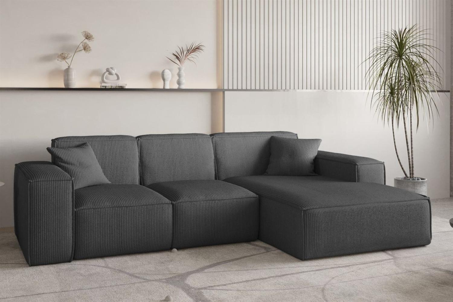 Ecksofa Designersofa CELES PREMIUM in Stoff Scala Anthrazit Ottomane Rechts Bild 1