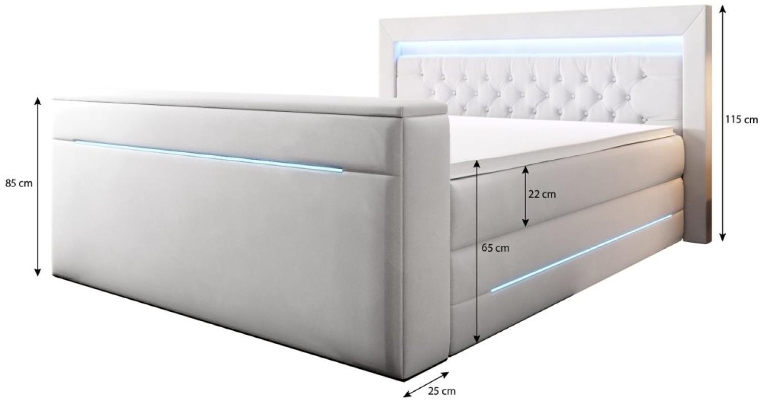 Boxspringbett Pluto mit TV Lift, RGB und Stauraum 180x200 Weiß H4 Bild 1