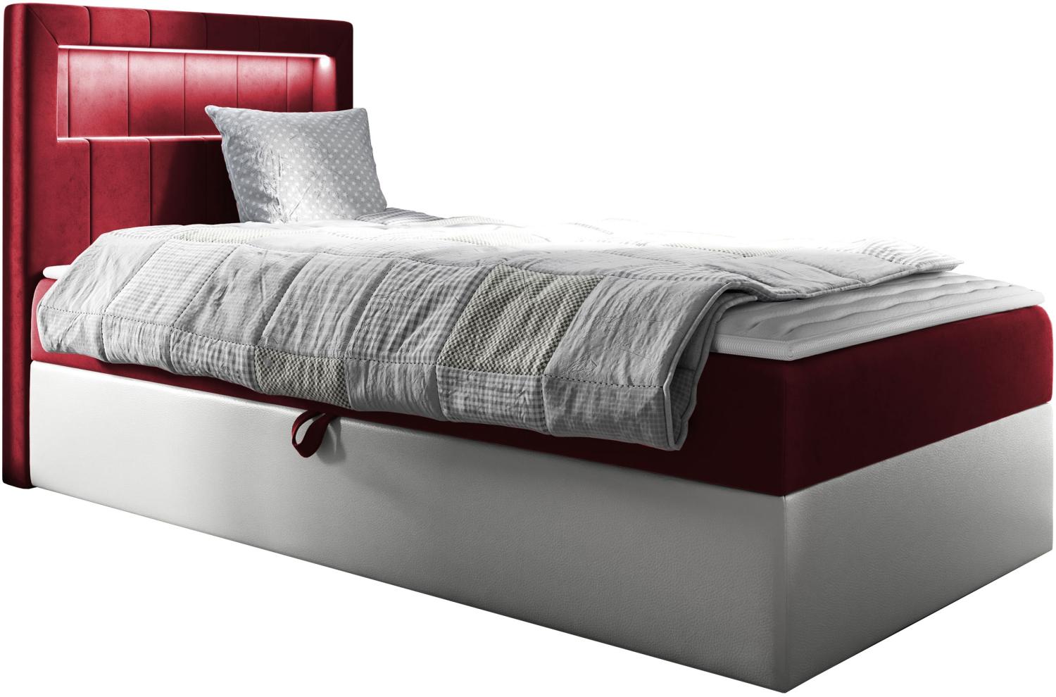 Boxspringbett 'Gladino Junior 1' rot 100 x 200 cm Links Bild 1