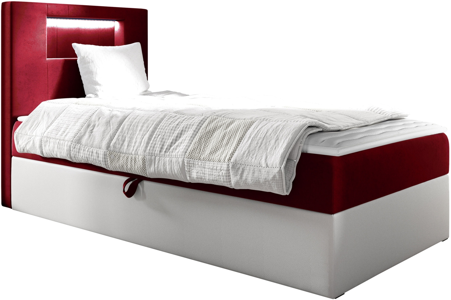 Boxspringbett 'Gladino Junior 1' rot 100x200 cm Links Bild 1