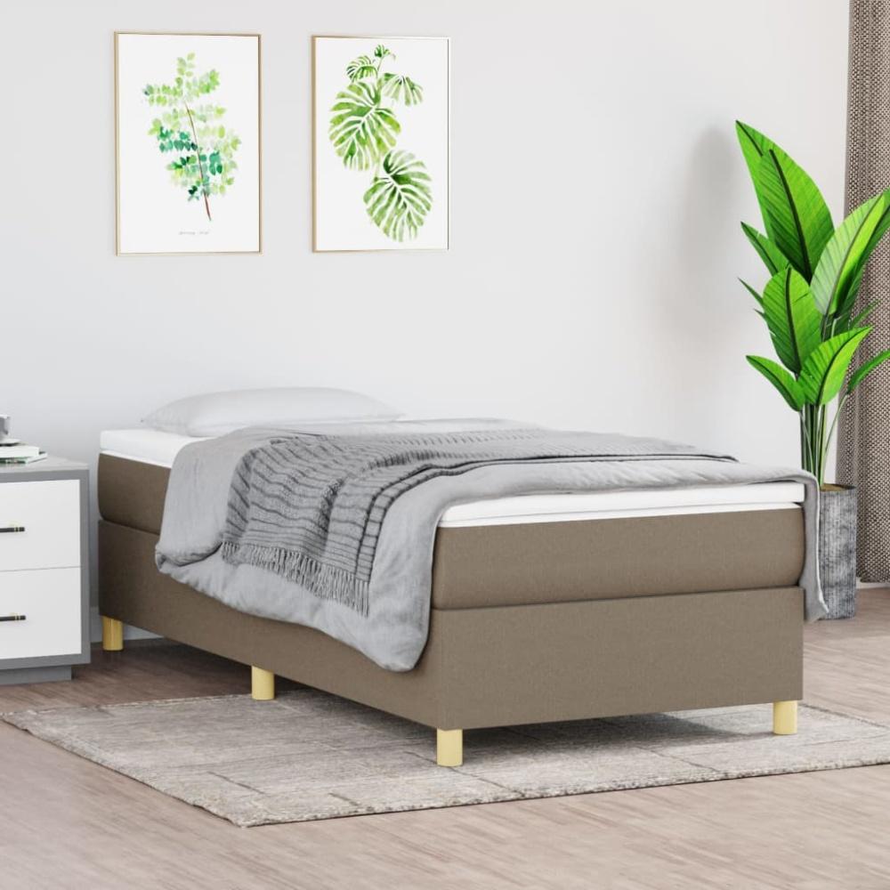 vidaXL Boxspringbett mit Matratze Taupe 90x200 cm Stoff 3144494 Bild 1