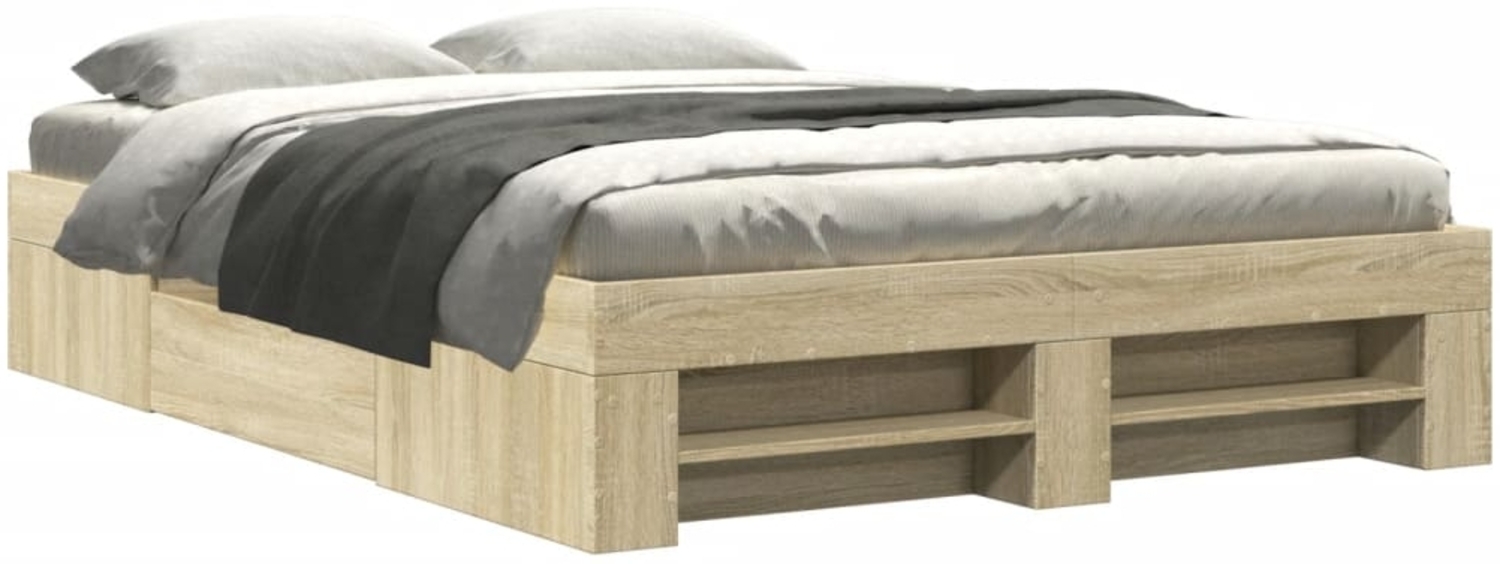 vidaXL Bettgestell ohne Matratze Sonoma-Eiche 140x200 cm Holzwerkstoff 3295473 Bild 1