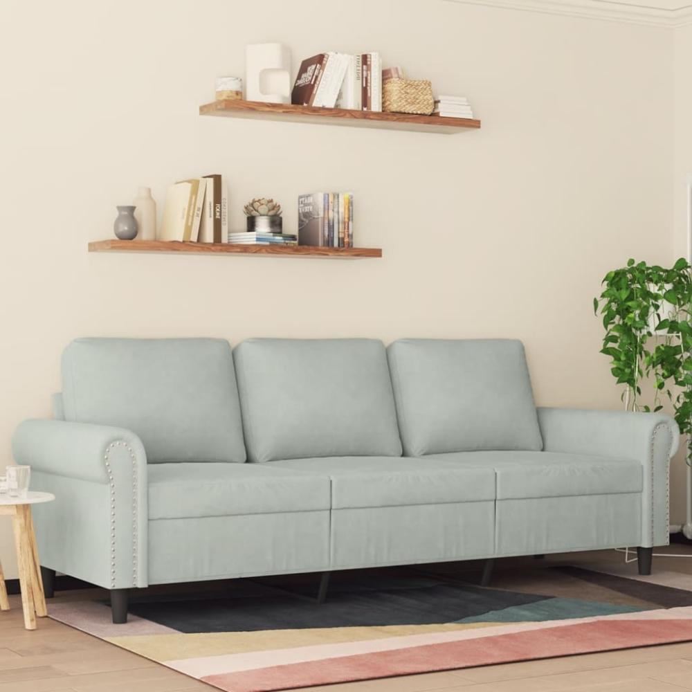 vidaXL 3-Sitzer-Sofa Hellgrau 180 cm Samt 359539 Bild 1