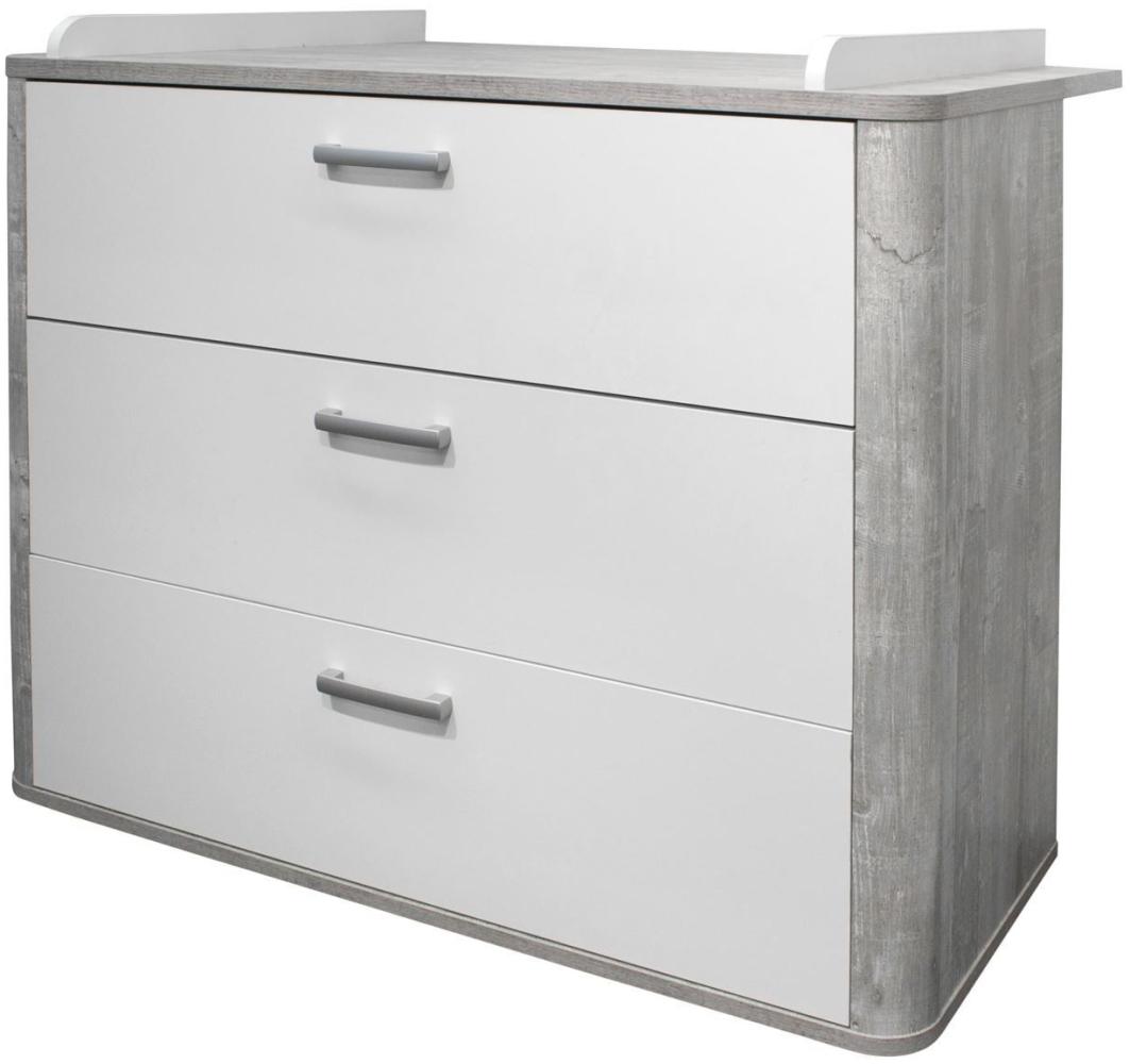 Wickelkommode Edana 110 x 71 x 98 Wickeltisch Vintage Woody Grey/Weiß Matt 15107 Bild 1