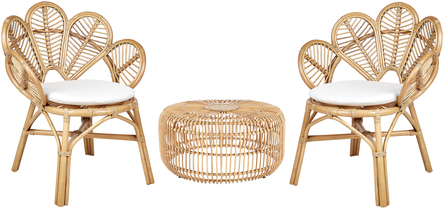 Bistro Set Rattan Natürlich FLORENTINE II RANDAZZO Bild 1