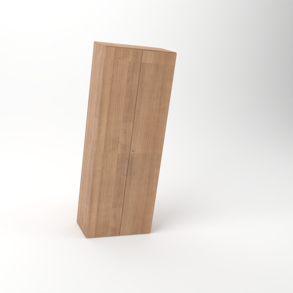 Rheinland Möbel Flügeltürenschrank Cabino 80×42×216 cm – abschließbarer Aktenschrank 6OH in Nussbaum mit 110° Drehtüren & Metallgriff Bild 1