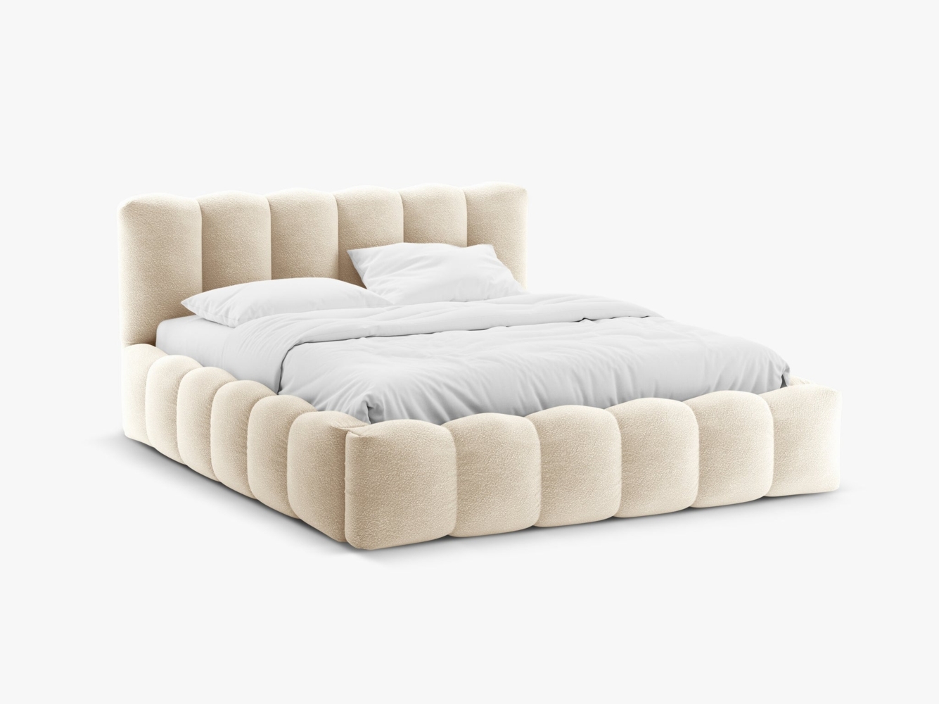 Micadoni Stauraumbett mit Kopfteil Lupine Boucle Baloo Beige 160x200 Bild 1