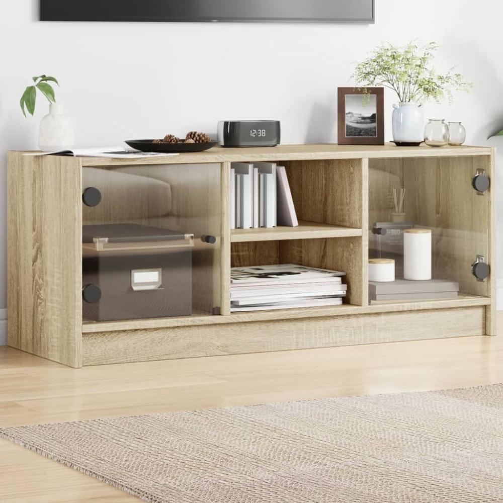 vidaXL TV-Schrank mit Glastüren Sonoma-Eiche 102x37x42 cm 836373 Bild 1