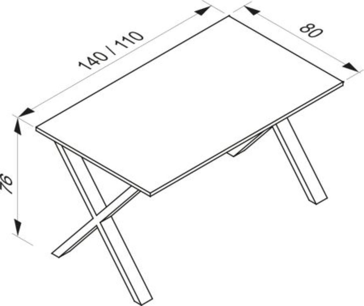 VCM Schreibtisch Lona 110x80 X-Fußgestell Sonoma-Eiche Bild 1