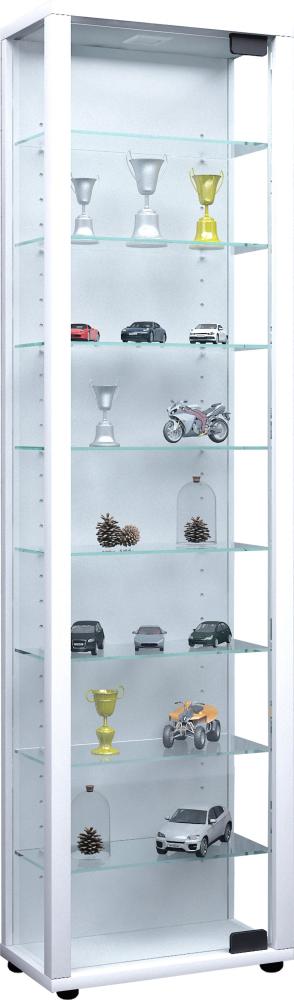 Vitrinenschrank Glas Sammler Vitrine LED Standvitrine Wohnzimmer Schrank weiß Bild 1