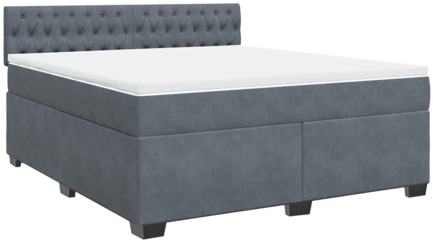 vidaXL Boxspringbett mit Matratze Dunkelgrau 180x200 cm Samt 3286385 Bild 1