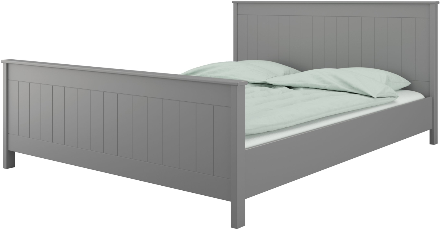 Landhaus Doppelbett 180x200 grau Ehe Bett Bettgestell Bettrahmen Holz Gästebett Bild 1