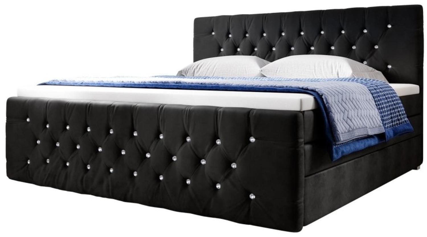 Boxspringbett Nobile mit Strass und Stauraum Rot 180x200 H3 Bild 1