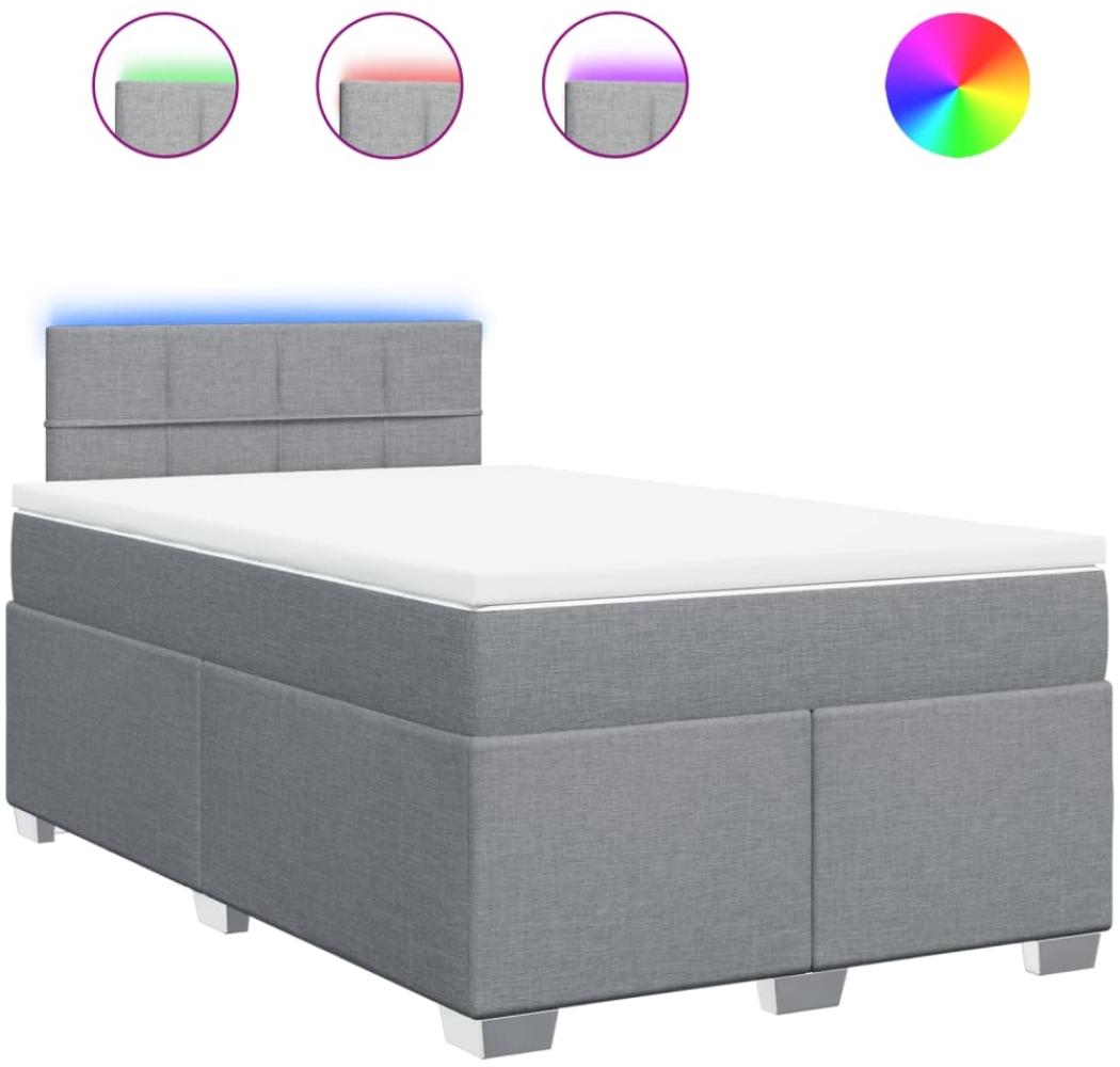 Boxspringbett mit Matratze, Stoff, Viereckige, grauer Fuß, Hellgrau, 120x200 cm, true Bild 1