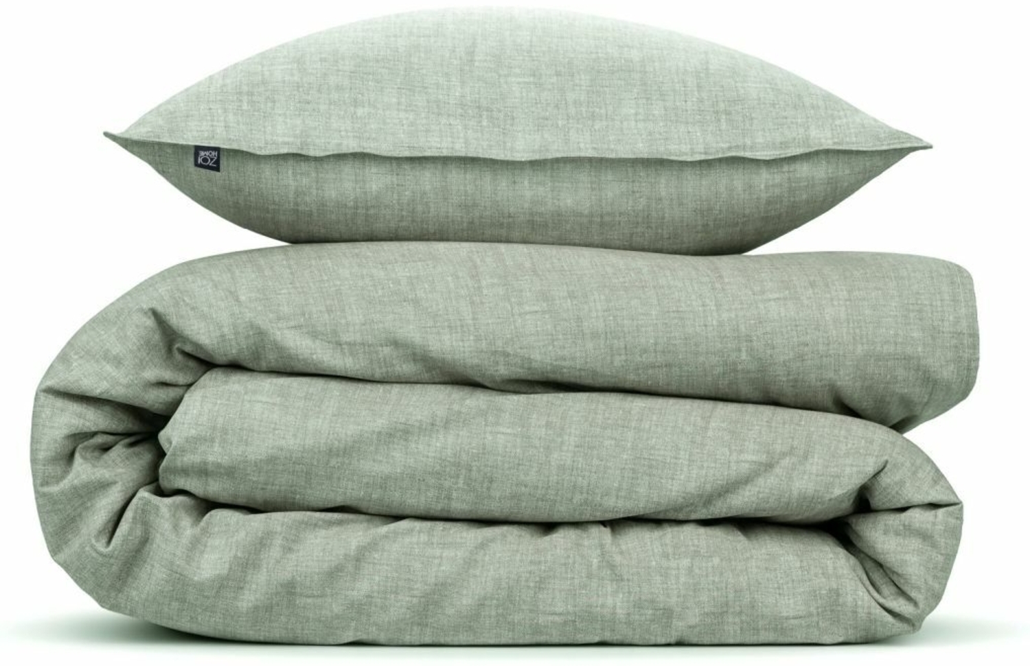 2 Stück Zo! Home Cotton Kissenbezüge 40x80 Lino Moss Green grün meliert uni Bild 1