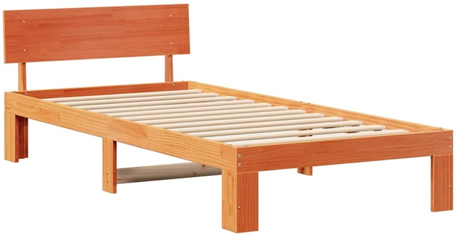vidaXL Bettrahmen Wachsbraun 90 x 200 cm Massives Kiefernholz 872670 Bild 1