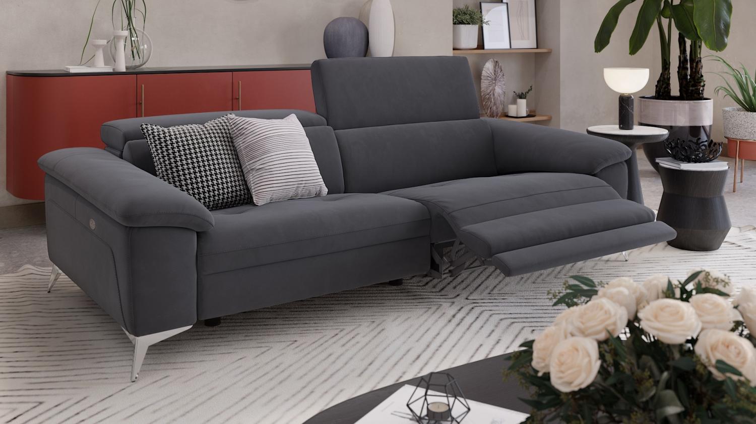 Sofanella Dreisitzer STELLA Stoffsofa Stoffcouch Designersofa in Cognac M: 208 Breite x 107 Tiefe Bild 1