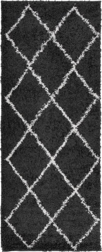 vidaXL Shaggy-Teppich PAMPLONA Hochflor Modern Schwarz Creme 80x200 cm 375406 Bild 1