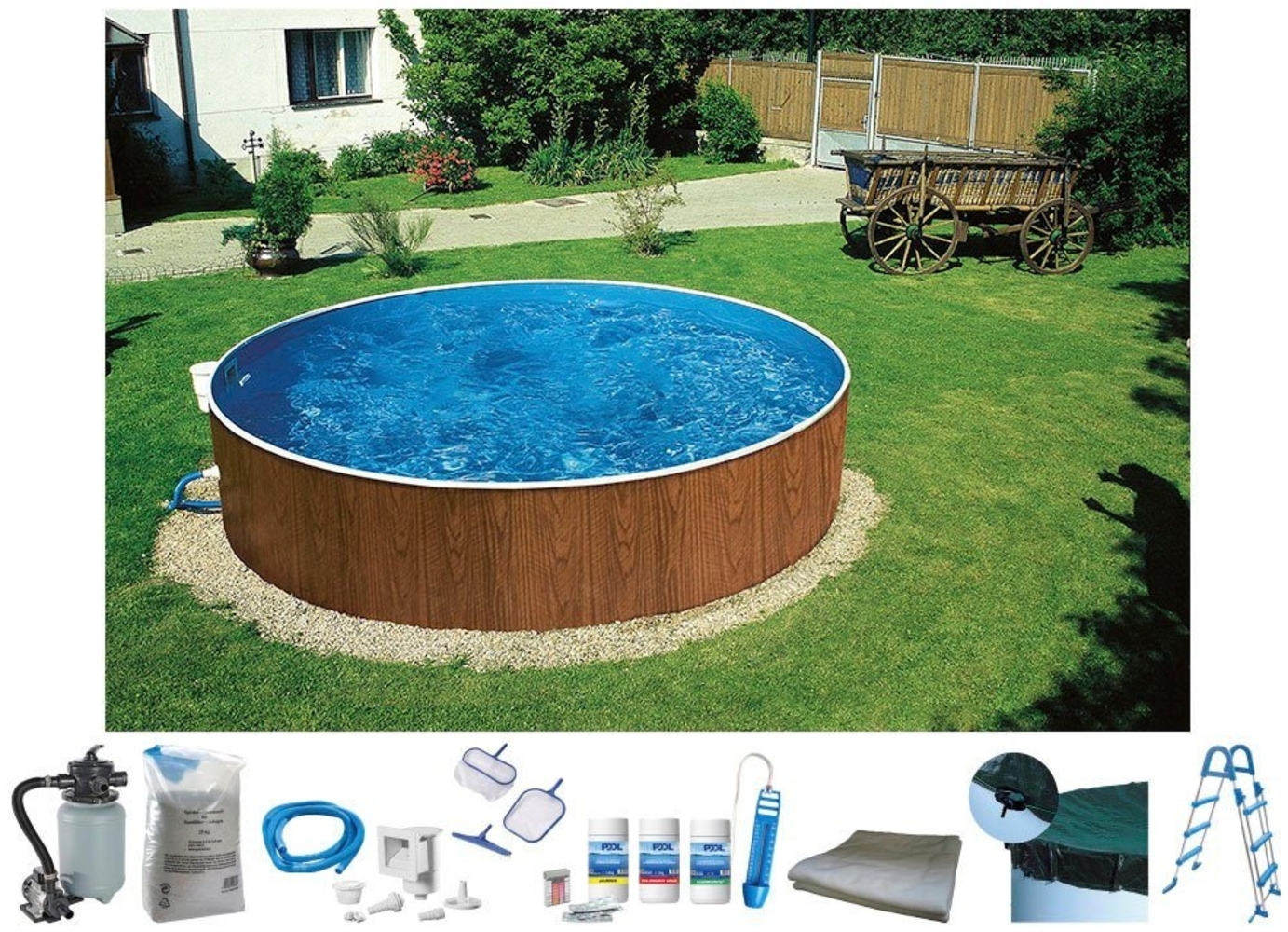 KONIFERA Rundpool MAONI 4 (Komplett-Set, 9-tlg), Aufstellpool in Holzoptik in verschiedenen Größen Bild 1