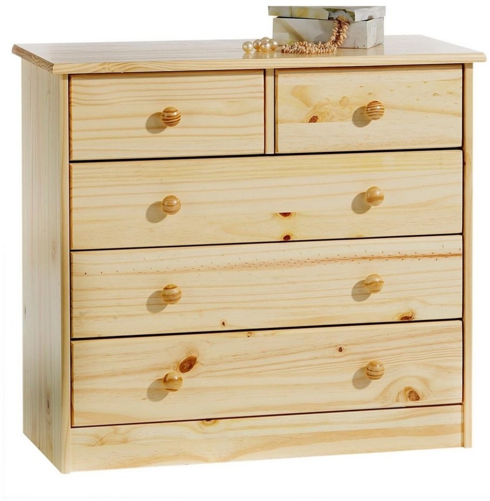 IDIMEX Kommode Rondo, schöne Anrichte mit 5 Schubladen, praktisches Sideboard aus massiver Kiefer in Natur, Zeitlose Schubladenkommode mit Holzgriffe Bild 1