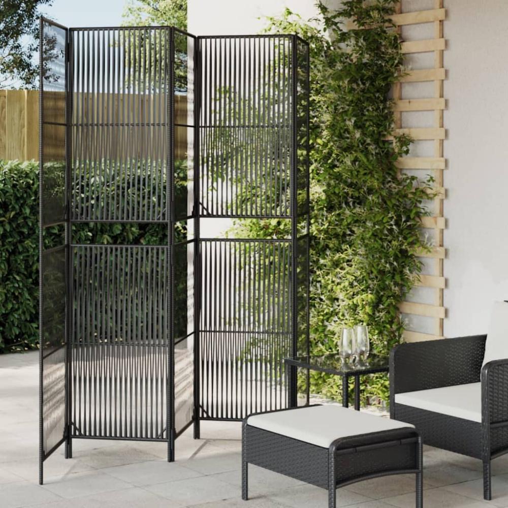 vidaXL Paravent 5-tlg. Schwarz Poly Rattan 365396 Bild 1